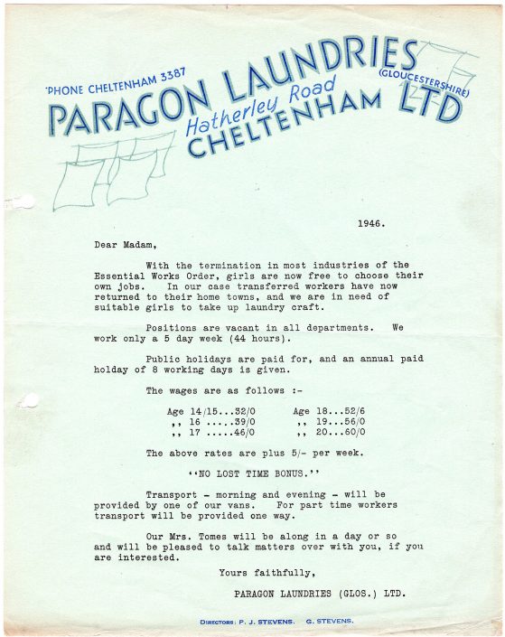 Cheltenham 1946 End of WWII advert